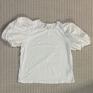 H&M PUFF SLEEVE WHITE COTTON TSHIRT
